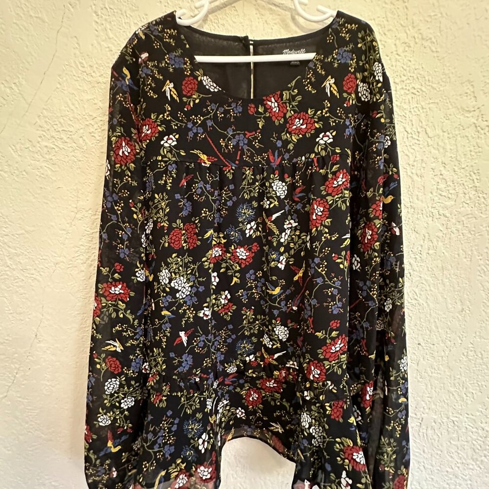 Madewell black floral top